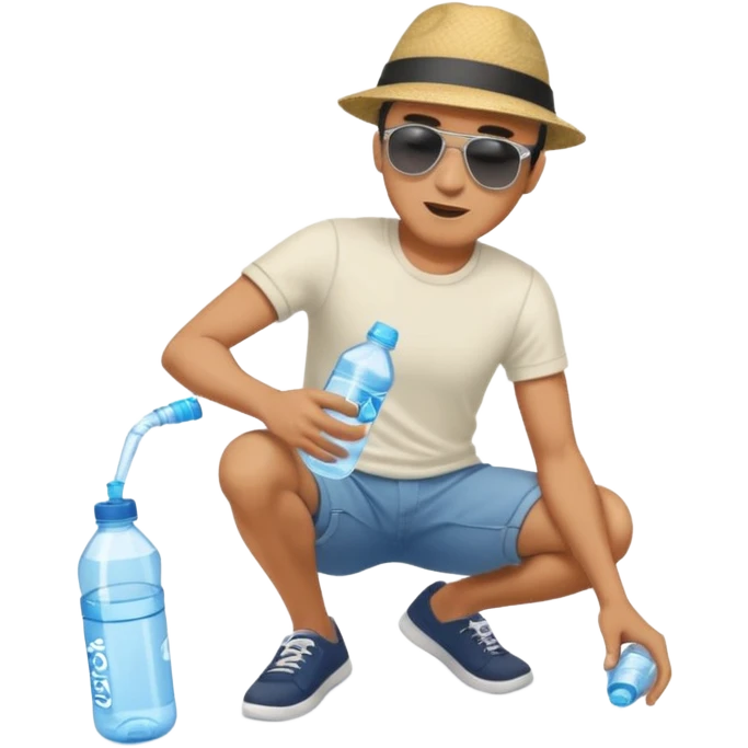 man full body emptying in the floor a bottle of water emoji