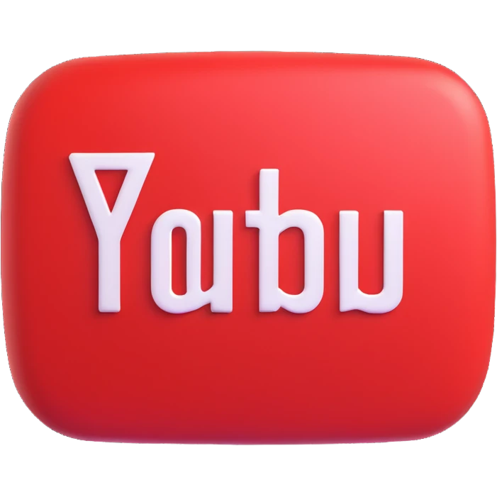 YouTube logo, 3D effect, glossy red, white play symbol emoji