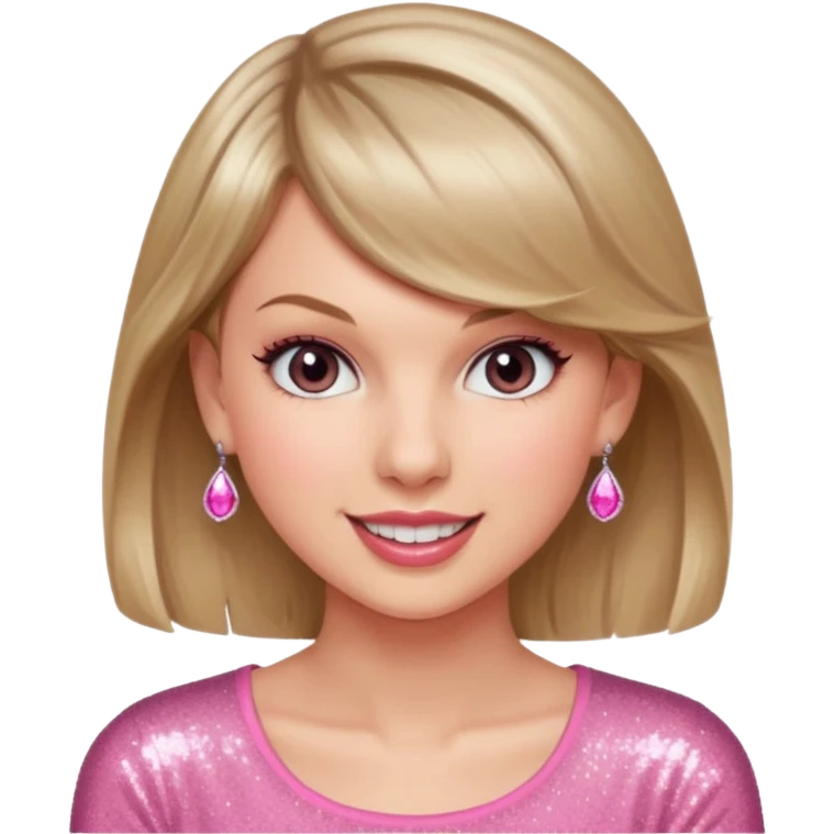 Taylor Swift smile in a sparkling pink top emoji