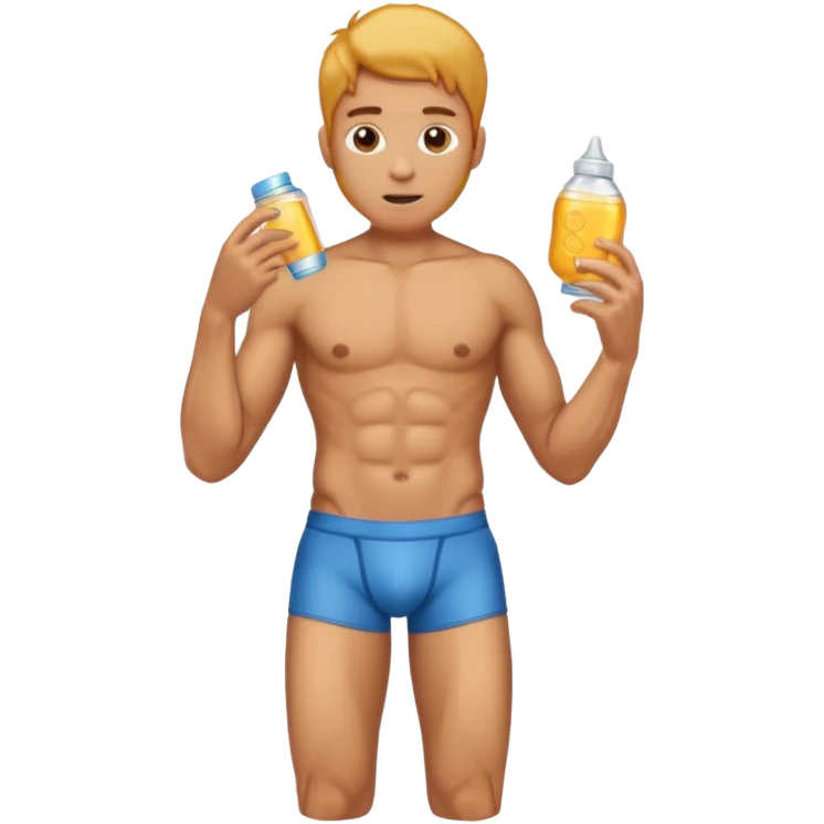 Male shirtless honey skin six pack sexy big dih lean full body without pants hold condom emoji