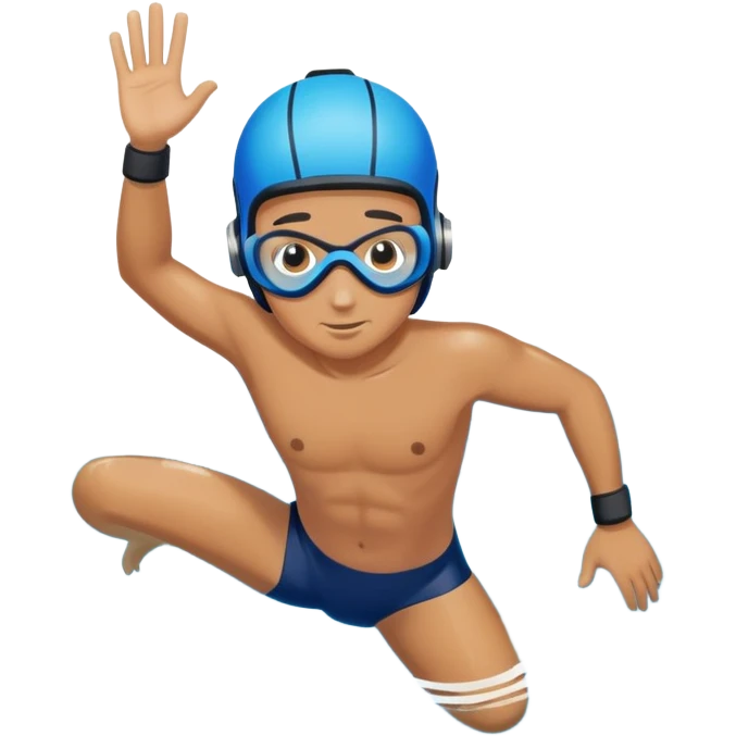 determined pool diver dives into a pool of confidence blue water  emoji