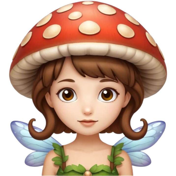 Mushroom girl fairy brown hair emoji