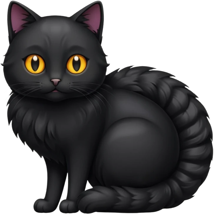 black cat with a curled tail emoji