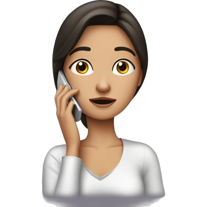 Beautiful Brunette Woman talking on her cellphone crying emoji