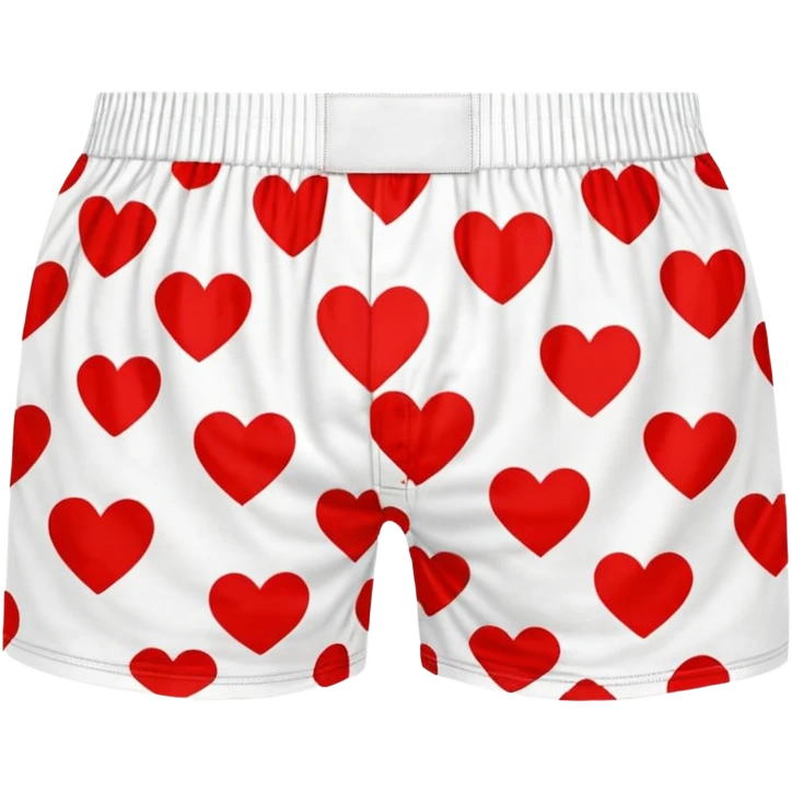 Red heart patterned white pair of boxers emoji