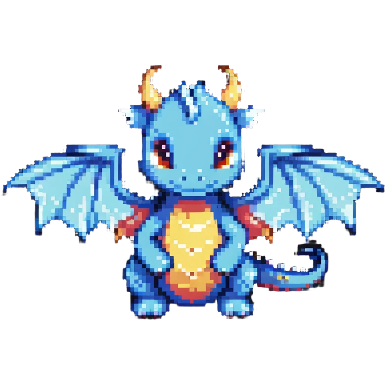 pixel art cute dragon with very small wings emoji