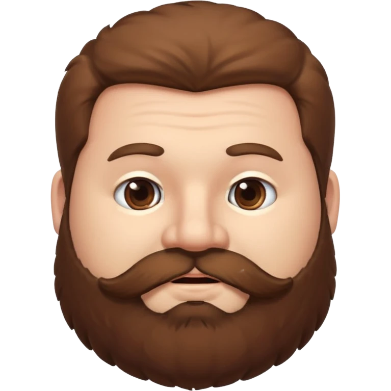 Tall chubby guy with big fluffy beard and hair down past his ears emoji