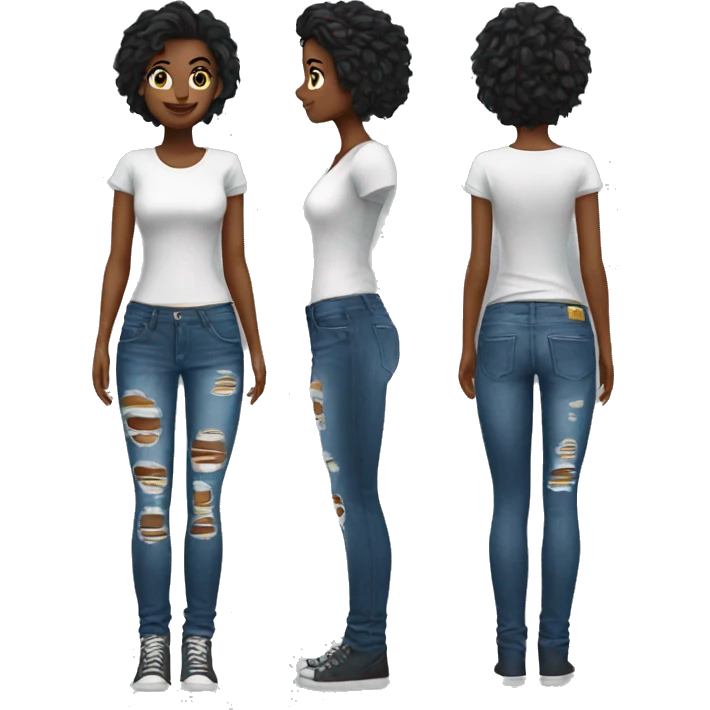 dark blue ripped jeans female emoji