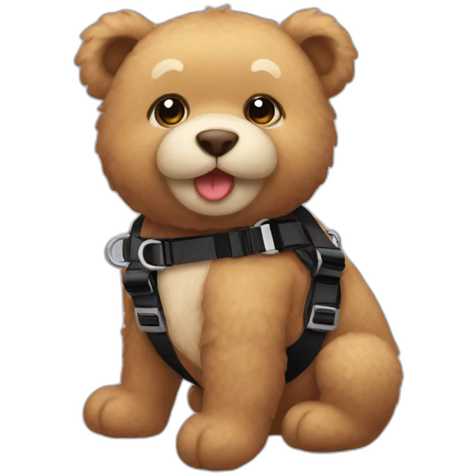 Teddy in black harness emoji