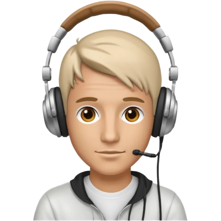 White dj mixing, headphone on head  emoji