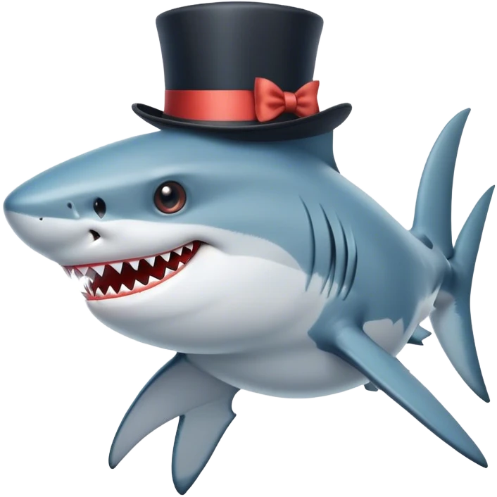 Shark with a top hat emoji