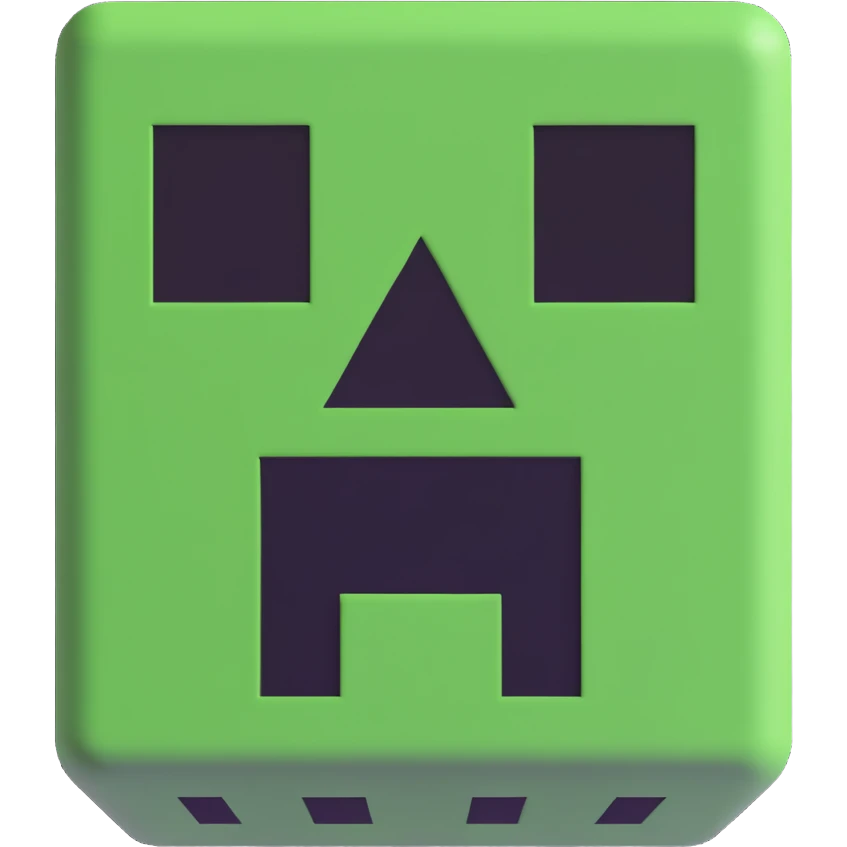 minecraft creeper face, blocky, green and black emoji