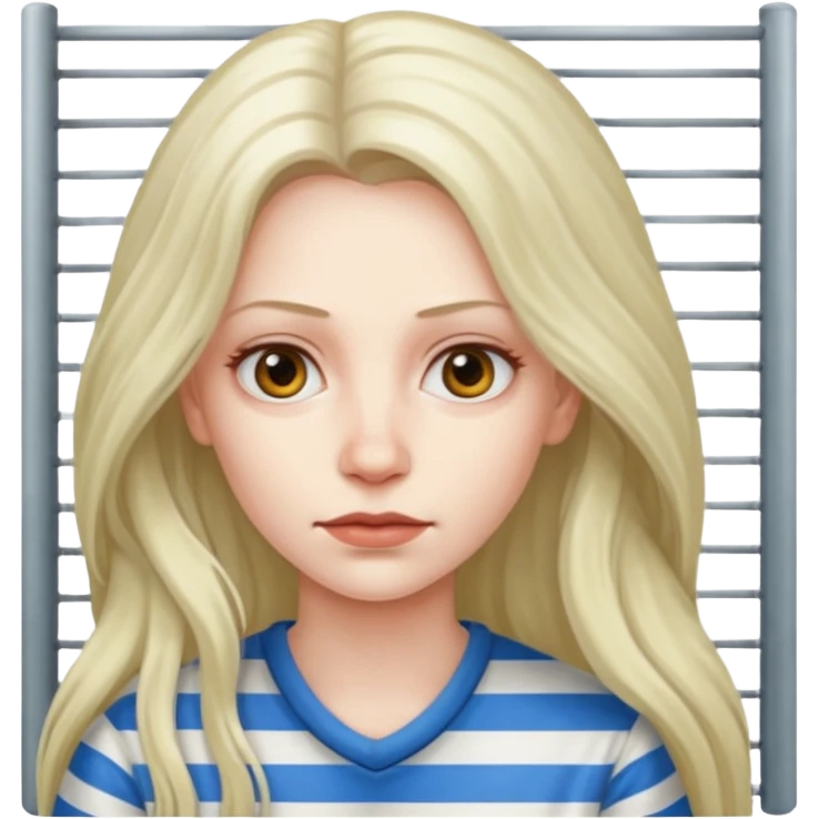 prisoner long haired woman mug shot with bg emoji