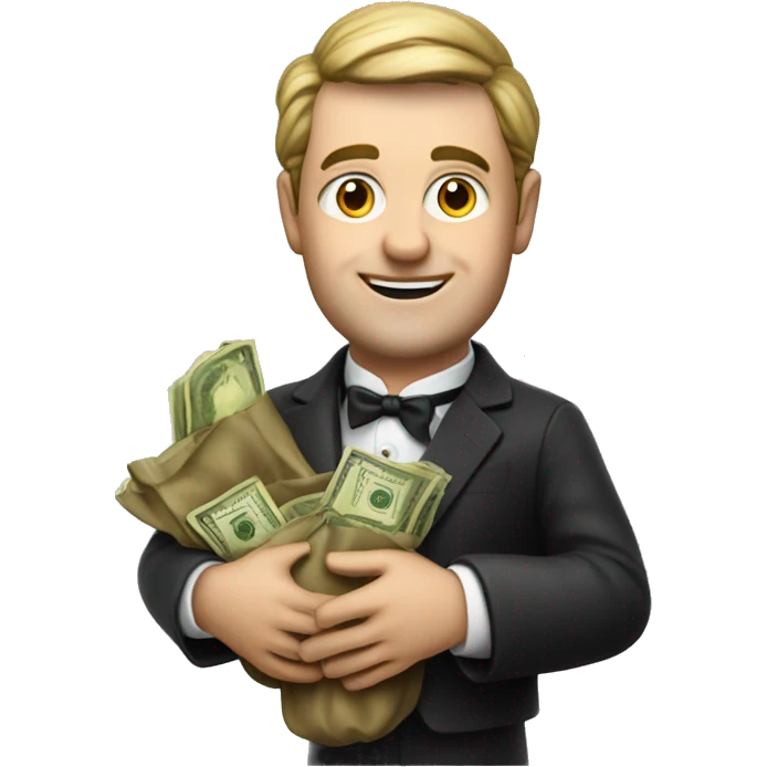photorealistic aristocrat with money bag in his hands emoji