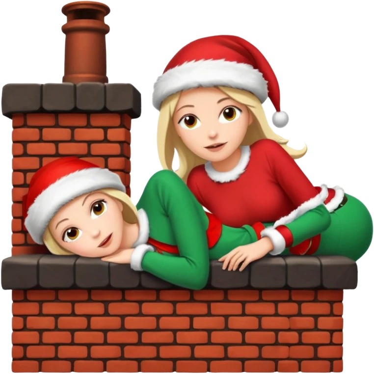 Cristmas Female lie down on a chimney emoji