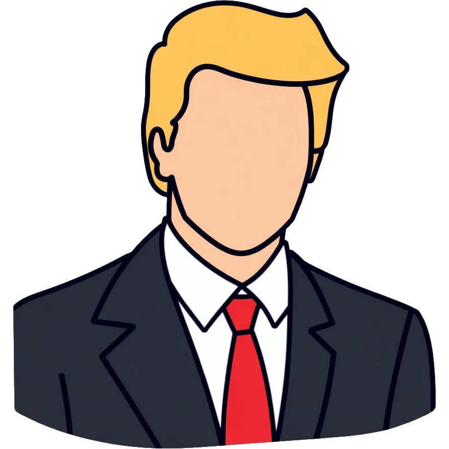 business man with blonde hair in suit and red tie emoji