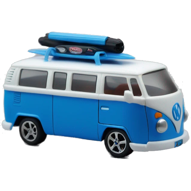 Side view.Mattel hot wheels Volkswagen Kool Kombi.tooned.sports car.blue. emoji