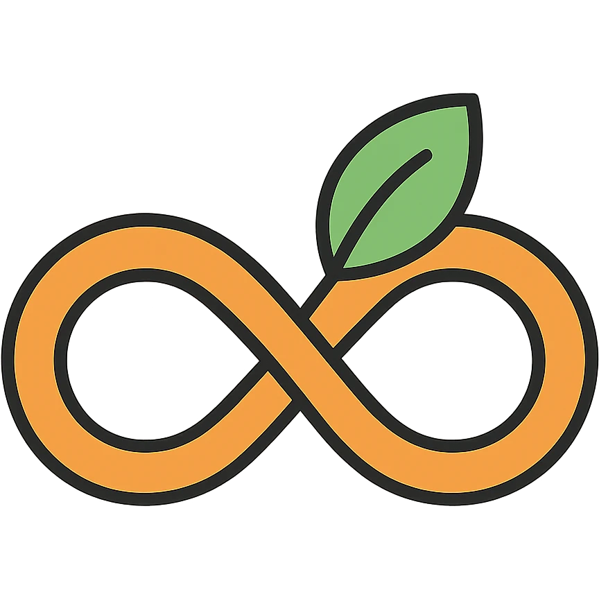 Elegant infinity symbol incorporating a leaf, representing sustainable business practices and continuous environmental commitment emoji