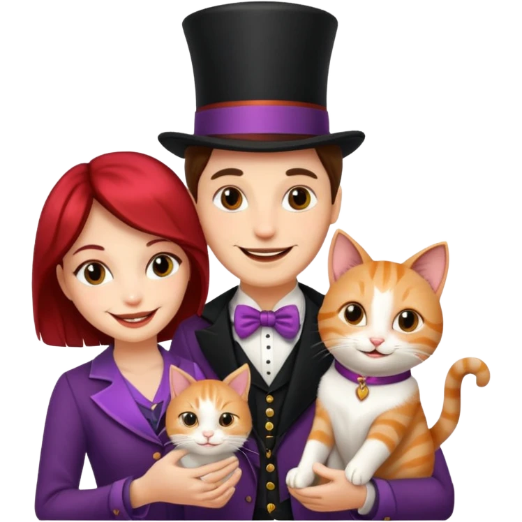 magician couple and their pet cat emoji