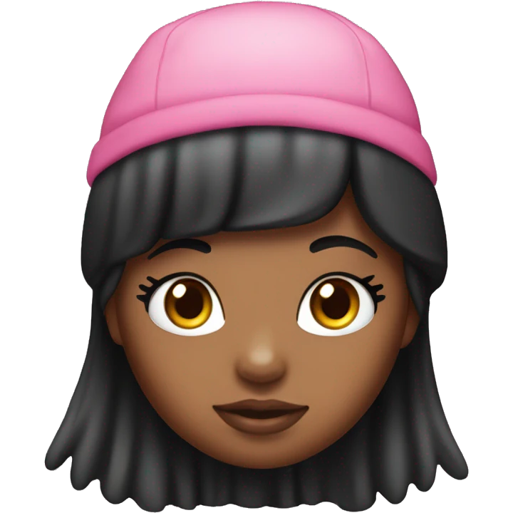 Hello kitty con gorro black girl with straight hair and eyelashes emoji