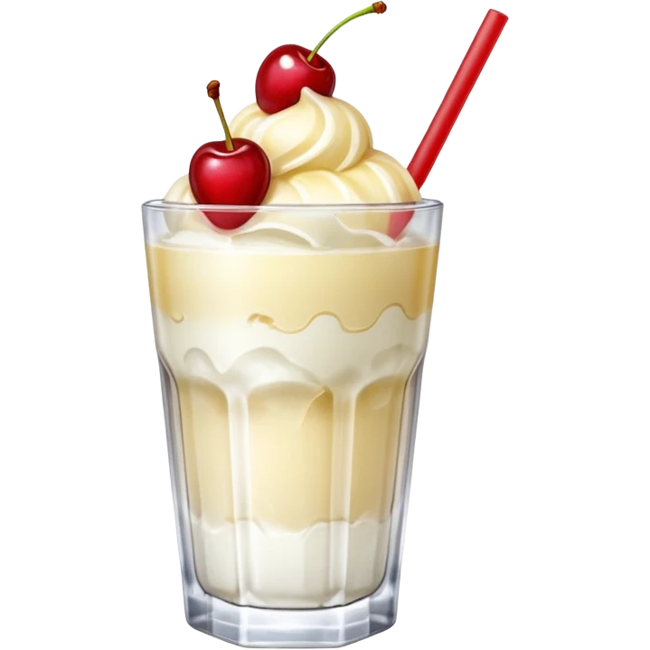 Japanese Cream soda clear glass with ice and vanila + cherry on top emoji