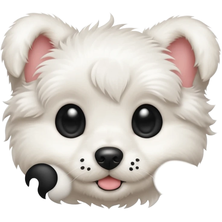 white puppy with a black dot in the eye emoji