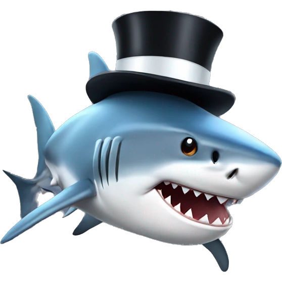 Shark with a top hat emoji