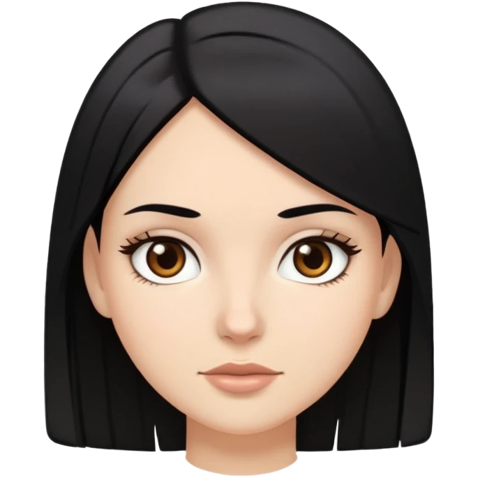 menina branca do cabelo preto liso, olhos castanho escuro emoji