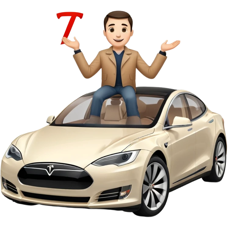 Smiling man on a Tesla symbol  emoji