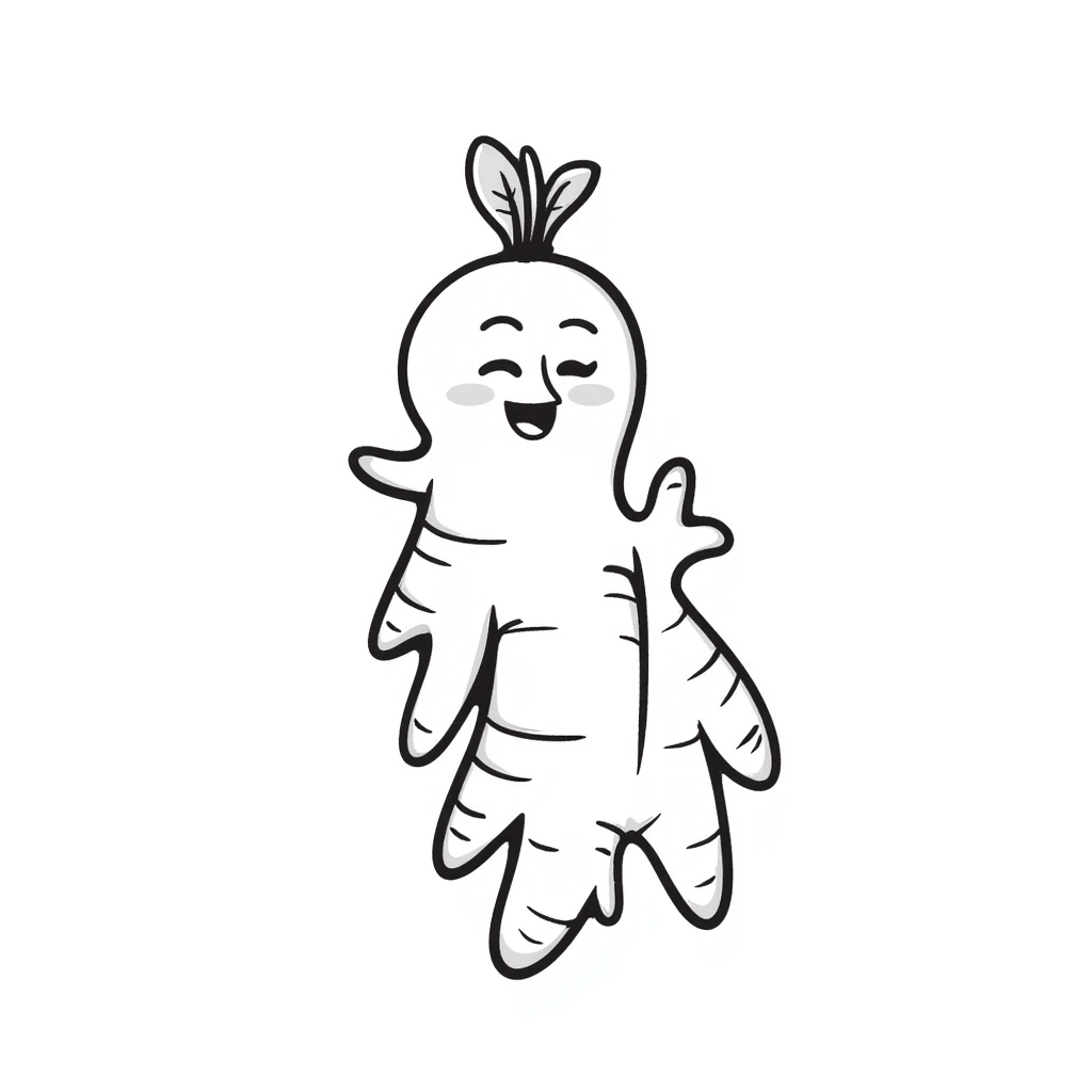 Ginger root with healing properties, hand drawn anti-inflammatory herb emoji