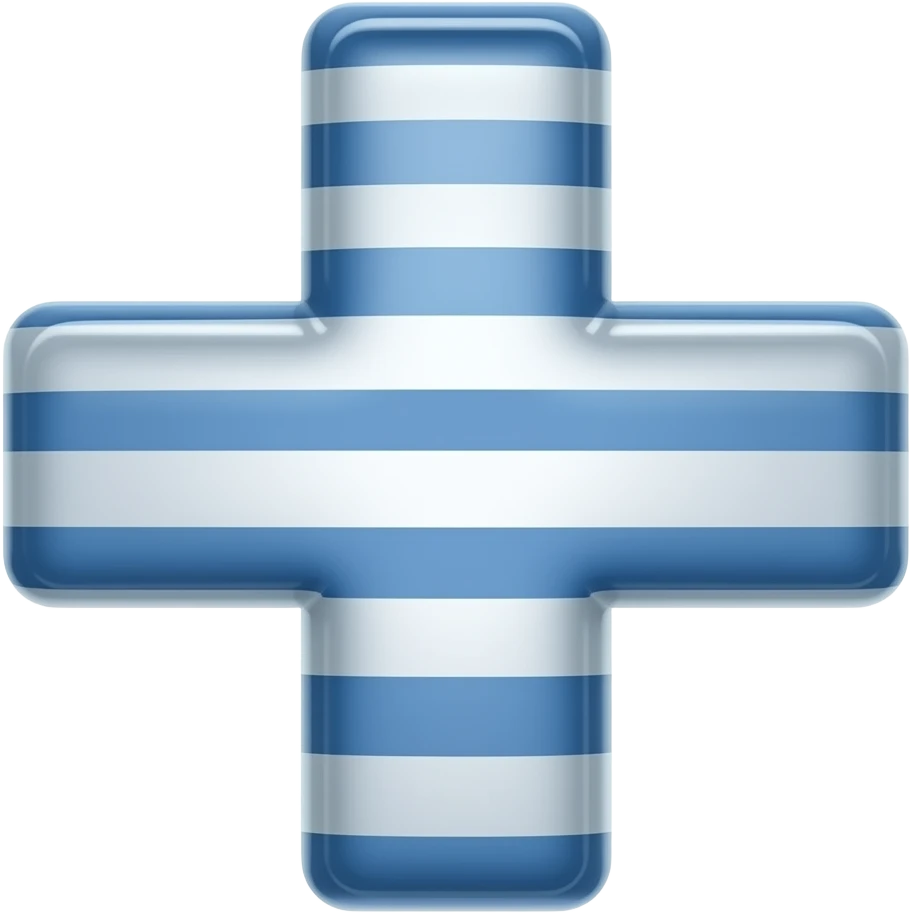 Dark blue and white horizontal striped cross emoji