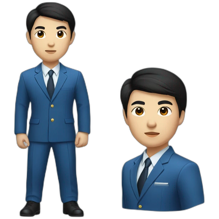 young asian deputy in blue suit and very short black hair emoji
