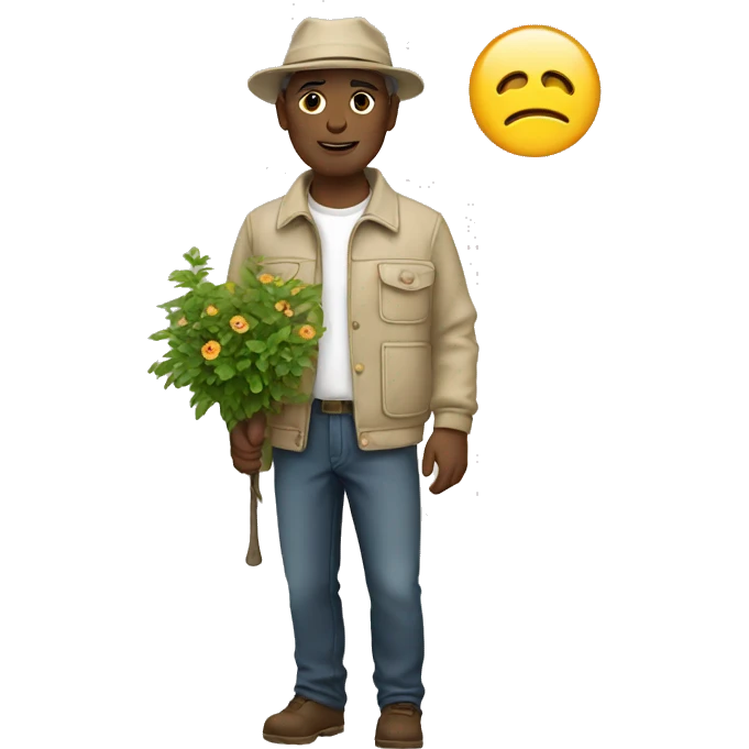 gardener beige jacket white male emoji