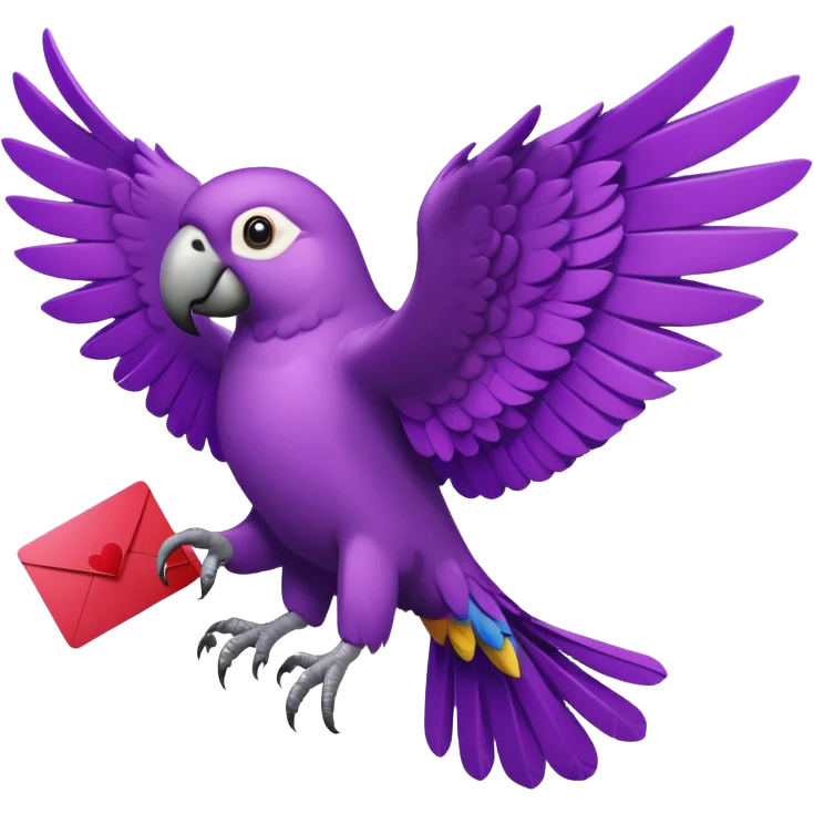 purple parrot with cards spread out in its wings emoji