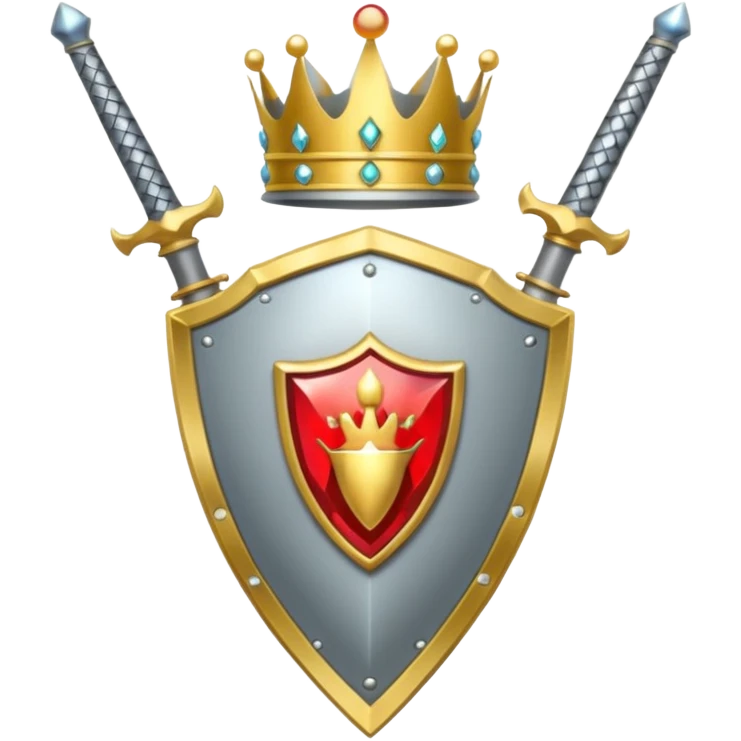 Powerful emoji with only sword, shield and crown emoji