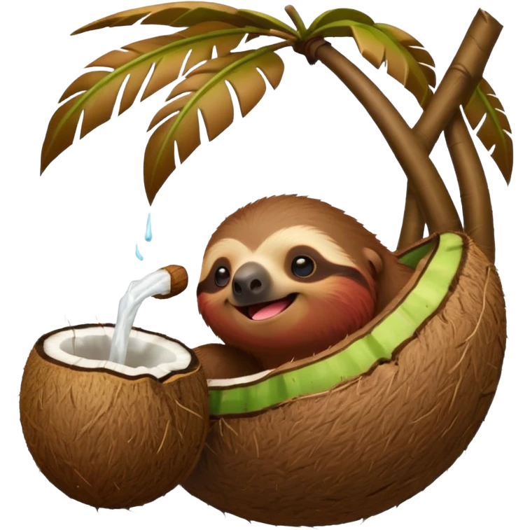 Сделай эмоджи ленивца, который пьет напиток из кокоса    emoji