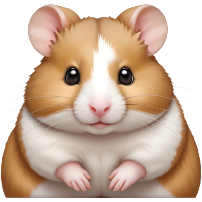Cinematic Noble Brown and White Banded Hamster Portrait Emoji, Poised and regal, with a tiny, compact build and a uniquely patterned fur of warm brown and crisp white bands, deep-set soulful dark eyes, Simplified yet sharp and sophisticated features, highly detailed, glowing with a soft, dignified glow, high shine, intelligent and charming, stylized with an air of distinctive elegance, focused and attentive, soft glowing outline, capturing the essence of a watchful and confident rodent, so majestic it feels as though it could scurry out of the screen with effortless authority! emoji