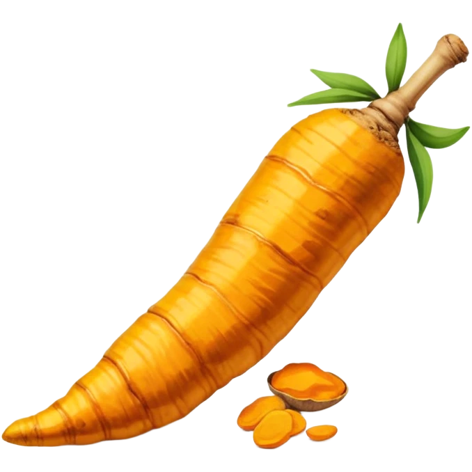 Turmeric root with golden glow, anti-inflammatory food emoji