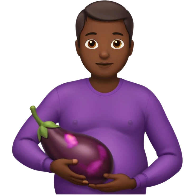 a pregnant man with eggplant emoji