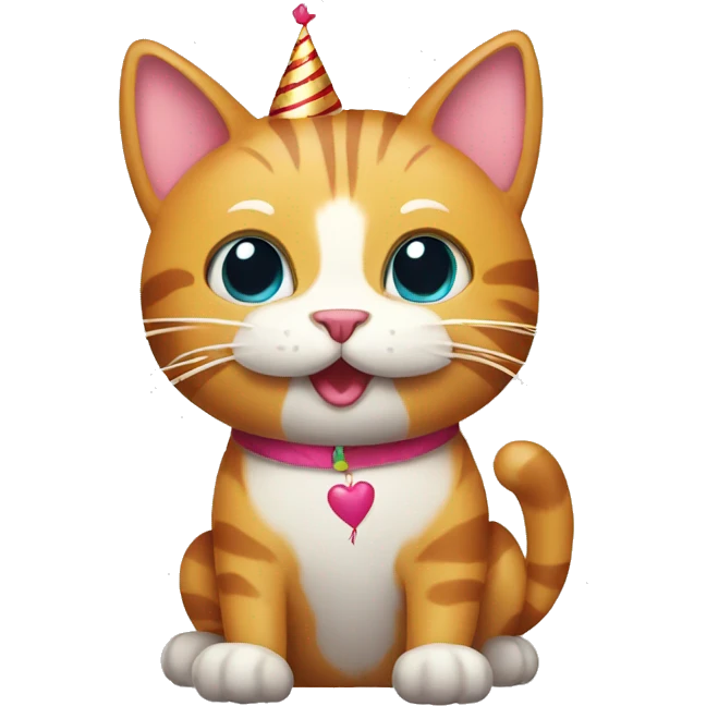 cat with a birthday balloon emoji