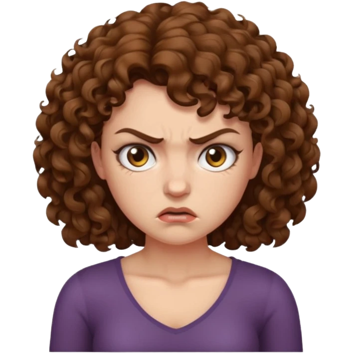 angry curly haired woman with torso emoji