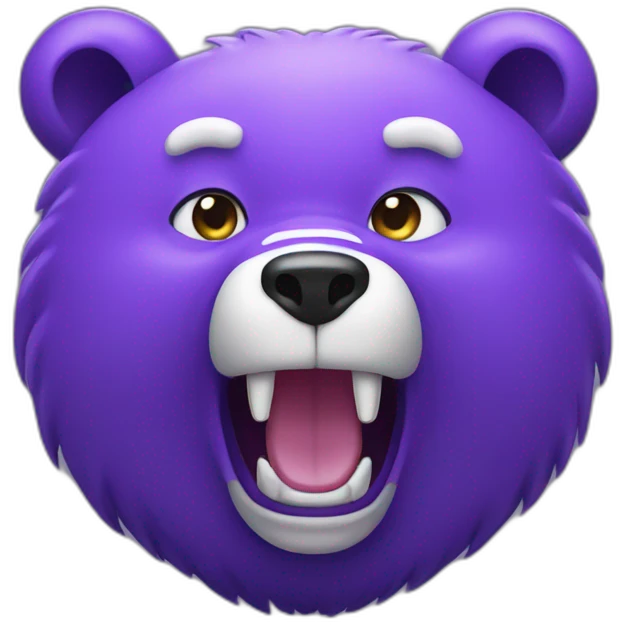 Purple bear with white eyes roaring emoji