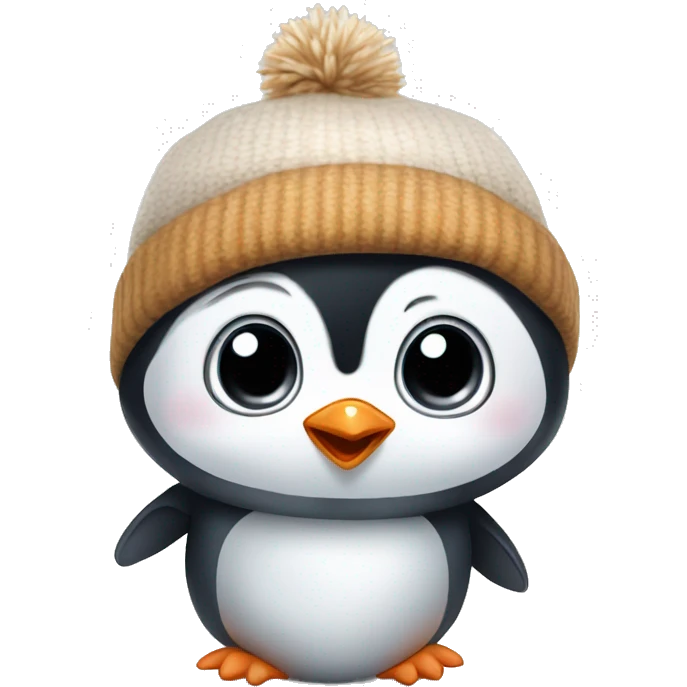 Baby penguin with winter hat emoji