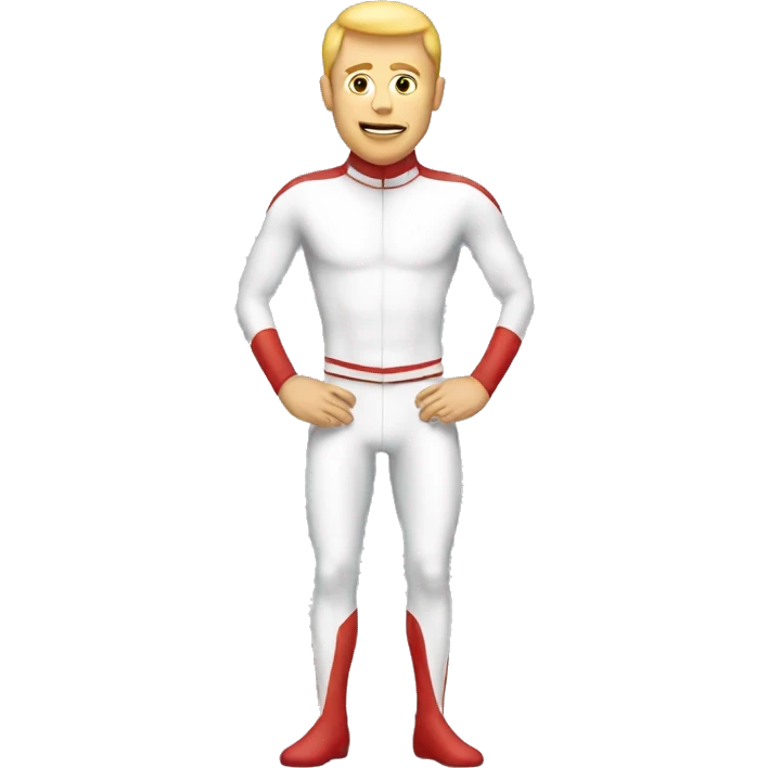 A white male in a colourfu lycra catsuit emoji