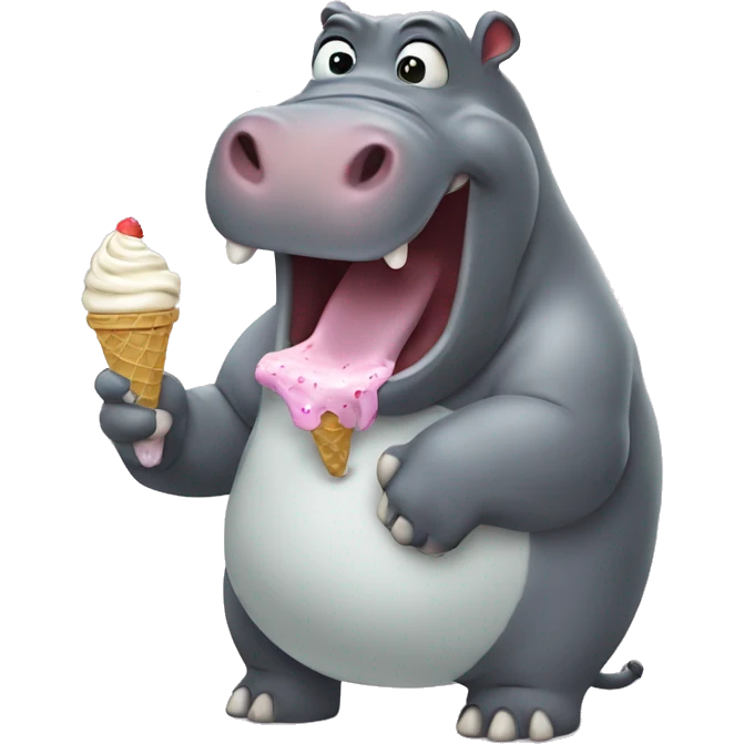 Hippopotamus eating ice cream emoji