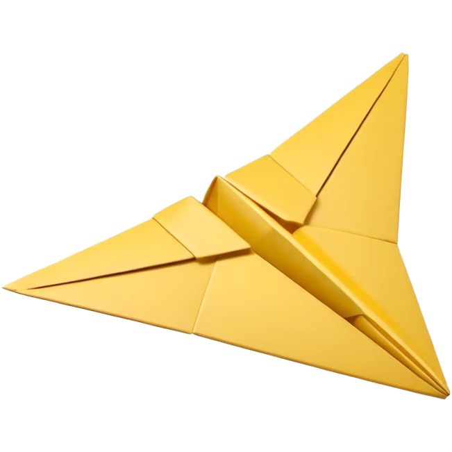 3D render of Paper Airplane made entirely of folded origami paper, sharp creases, cardboard texture, matte finish, visible paper grain, craft aesthetic,  apple emoji style, isolated on white background --v 6.0 emoji