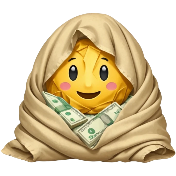 MONEY HIDDEN UNDER THE BLANKET emoji