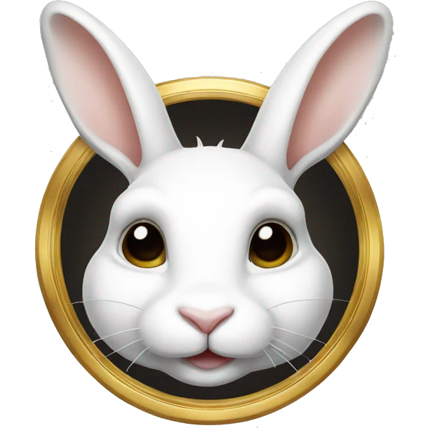 white rabbite, luxury style, gold border emoji