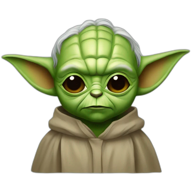 Yoda with a Batman mask on the face emoji