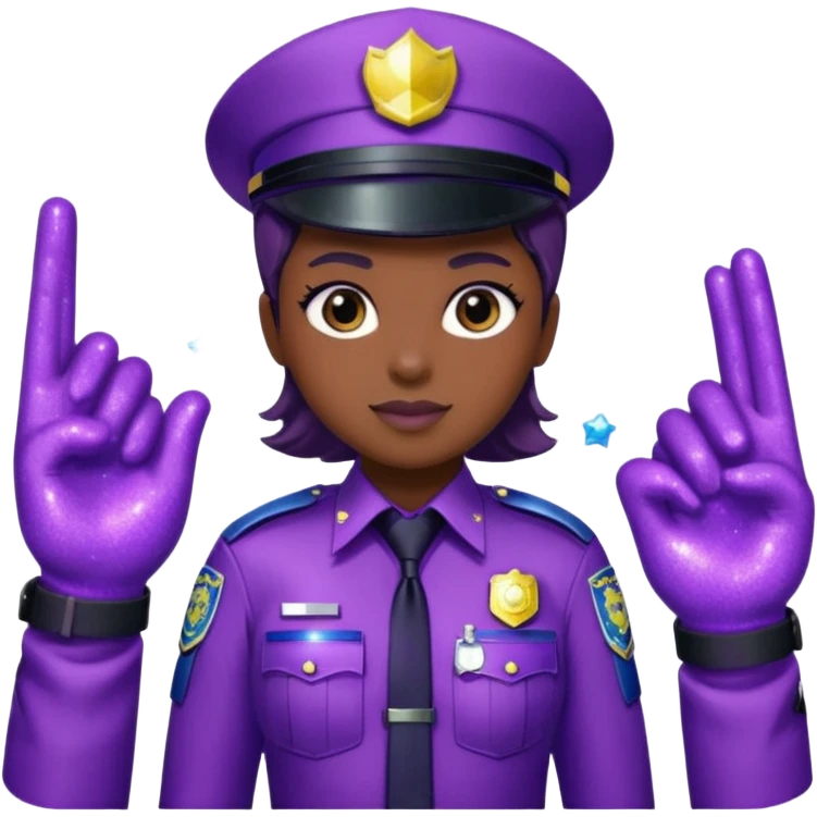 Glitter Purple and Cian police emoji